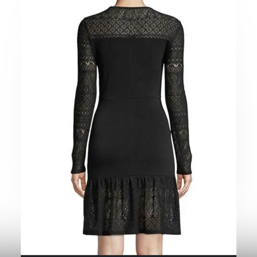 MICHAEL KORS BLACK RUFFLE DRESS | LACE BOTTOM | LONG SLEEVES XS - Picture 2 of 10